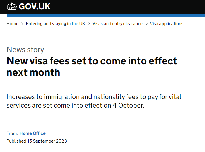 英国签证申请费10月4日起正式涨价！尽快申请！